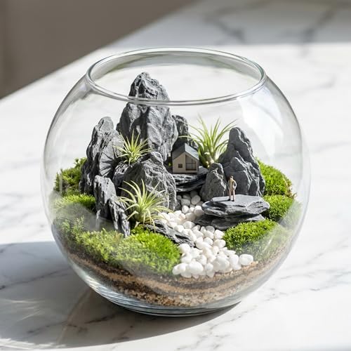 Kai Dream Miniature Stones for Terrarium - Tree Bark Diorama Rocks for Miniature Terrain Display - Lightweight Reptile Habitat Decor - NOT for Aquarium Underwater Use - 24Pcs Slate Stone (1-2 inch)“ - style: 24P Wooden Slate Rocks