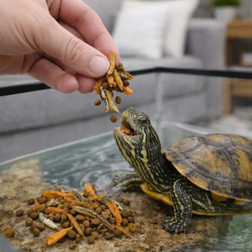 Buffet Blend Aquatic Turtle Food with Fish, Shrimp Proteins | Tortoise Food Pellets for Red-Eared Slider, Map, Painted, Box Turtle, Musk & Snapping Turtles (4 oz)