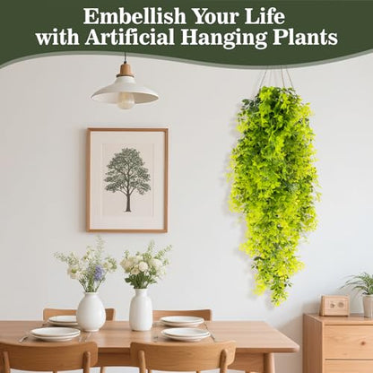 RAINFLOW 1PCS Artificial Hanging Plants - Waterpoof Fake Plants Outdoor, Faux Greenery UV Resistant Fake Creeper Hanging Plant for Home Office Patio Garden Jungle Party Indoor Decor