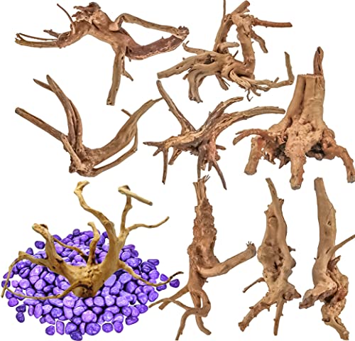 Vmiapxo 8 Pieces Natural Driftwood for Aquarium Decor, Assorted Sinkable Spider Wood, Reptile Drift Wood Branches Fish Tank Decorations (3.15''-4'') - size: 3.15''-4''