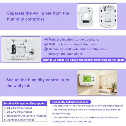 H6062A1000 Digital Humidistat/Dehumidistat Compatible with Honeywell H6062A1000 HumidiPro, OEM Upgrade H6062A1000/U Digital Humidistat, Smart LCD Display Humidity Control for Home and Indoor. -2 Year