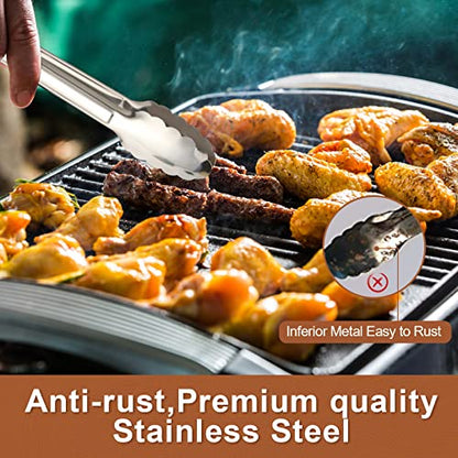 6 Pack Serving Tongs Kitchen Tongs, Buffet Tongs, Stainless Steel Food Tong Serving Tong, small tongs - size: 7Inch