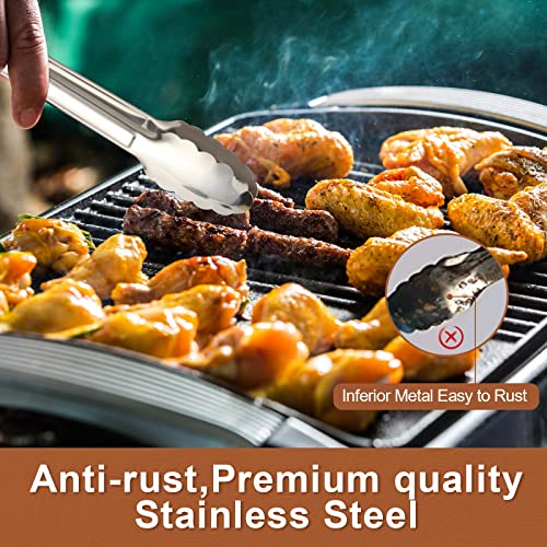 6 Pack Serving Tongs Kitchen Tongs, Buffet Tongs, Stainless Steel Food Tong Serving Tong, small tongs - size: 9Inch