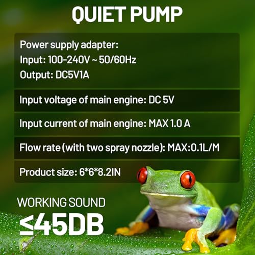 2.2L Reptile Mister with 2pcs Nozzles, Solo Reptile Mister System with Timer, Automatic Mister Fogger for Reptile Tank, Adjustable Terrarium Misting Humidifier for Reptiles/Amphibians