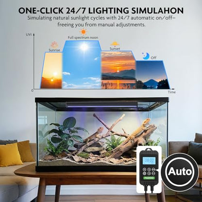 PAIZOO LED UVB Light for Reptiles, 16" UVA UVB Reptile Light with Controller, Auto and Manual Modes, Full Spectrum Reptile Lamp Bar Ideal for Bearded Dragon, Lizards, Snakes, Turtles, 14W - size: PZUV-40B (1-Pack)