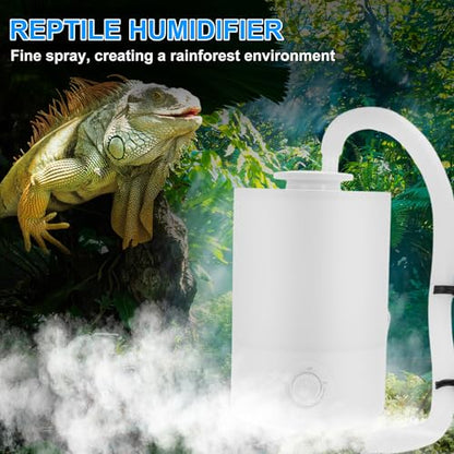 4L Reptile Fogger, Leak-Proof Design, Reptile Humidifier with Hose, Single/Dual Fog Output, White, 1 Set