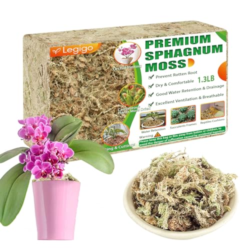 Legigo 1.3LBS Premium Sphagnum Moss for Plants 25QT Natural Succulent Carnivorous Plant Moss Dried, Long Fiber Orchid Moss for Repotting Succulent Sarracenia Potted Plants Gardening and Reptiles - color: 25 QT(Appx.1.3lb)