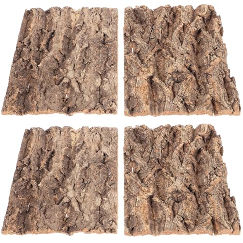 Toddmomy Natural Reptile Hide Bark Decor 4-Pack 7.67X5.82 Inch Tree Bark Climbing Platforms for Gecko Bearded Dragon Snake Terrarium Habitat - size: 4pcs