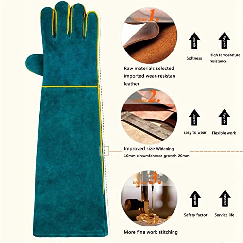 Animal Handling Anti-Bite Gloves, Reinforced Leather Welding Gloves for Gardening Dog Training Cat Scratch - size: 60cm/ 24inch
