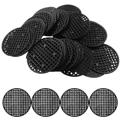 50pcs Plant Drainage Mesh Pads - 2.2 Inch Round Plastic Grid Mat, Breathable Soil Guard for Potted Plants, Bonsai (Black) - size: 2.2 Inch