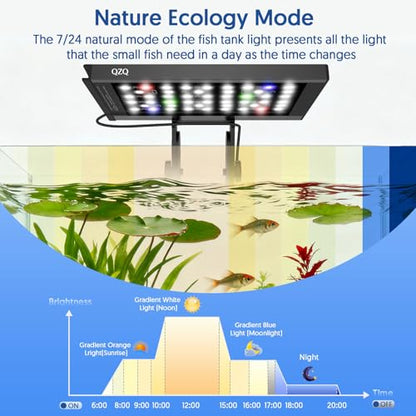 QZQ Fish Tank Light – Aquarium Light 24/7 Mode LED Aquarium Lights for Fish Tank with Adjustable Timer/Brightness, Aquarium Plant Light (12W for 7–12 Inch Tank) - size: 12W for 7-12 Inch Tank