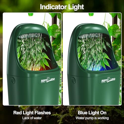 REPTIZOO Reptile Water Dispenser Automatic Chameleon Drinking Fountain with Indicator Light, Reptile Terrarium Decor Water Dripper for Reptiles, Chameleon, Lizard, Gecko Amphibians