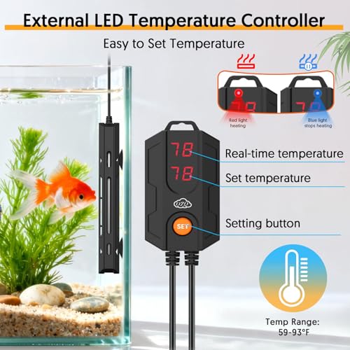 QZQ Aquarium Heater, 500W Fish Tank Heater with Temperature Controller, Leaving Water Automatically Stop Heating, Overheating Protection, Turtle Tank Heater for Freshwater & Saltwater - size: 500W