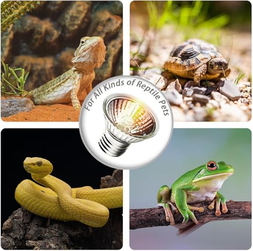50W UVA Bulbs 4-Pack, Fit E26 Heat Reptile Lamp, Light Turtle Heat Lamp for Reptiles and Amphibian Tanks, Terrariums and Cages, Works with Various Lamp Fixtures,for Lizards, Snakes, Turtles