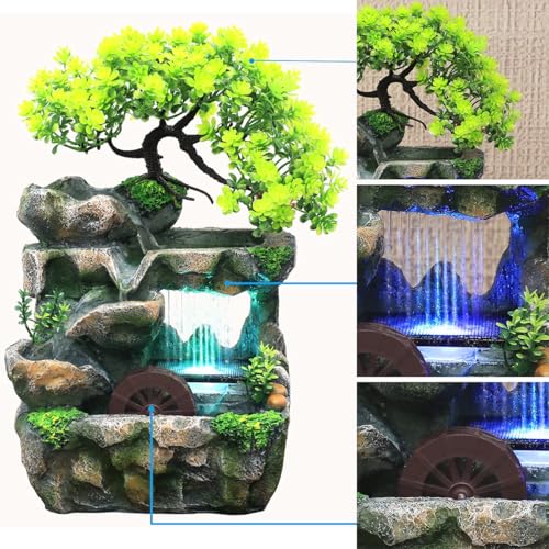 Rockery Stream Tabletop Fountain, Zen Meditation Indoor Waterfall Feature with Automatic Pump and Switch, Desktop Fountain for Home Office Bedroom Decoration (D) - size: D