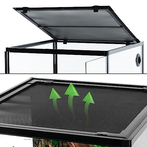 REPTIZOO 60 Gallon Glass Reptile Tank, 24" x 24" x 24" Large Reptile Terrarium Front Opening Terrarium with Double Hinge Door and Top Screen Ventilation, Easy Assembly Enclosure Tank - size: 24" x 24" x 24"