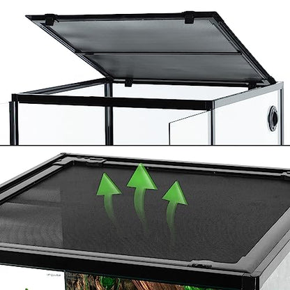 REPTIZOO 60 Gallon Glass Reptile Tank, 24" x 24" x 24" Large Reptile Terrarium Front Opening Terrarium with Double Hinge Door and Top Screen Ventilation, Easy Assembly Enclosure Tank - size: 24" x 24" x 24"
