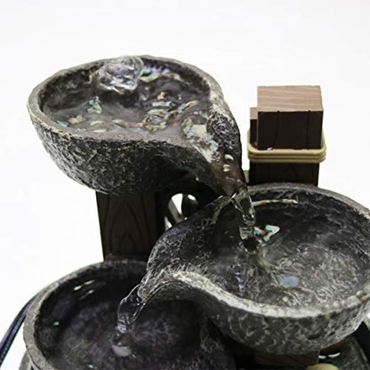 Nature's Mark 7" H Tiered Rock Bowl Tabletop Water Fountain with Natural River Rocks (Power Cord Attached)