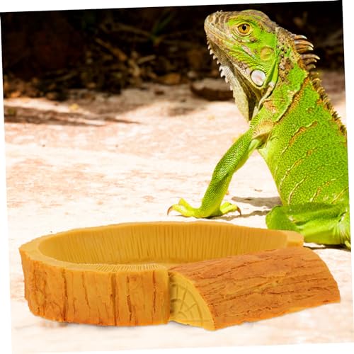 Sosoport Crawl Pets Water Basin Bark Pattern Reptile Water Dish for Lizards Turtles and Snakes Easy to Clean Non-Spill Design for Terrarium Accessories