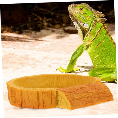 Sosoport Crawl Pets Water Basin Bark Pattern Reptile Water Dish for Lizards Turtles and Snakes Easy to Clean Non-Spill Design for Terrarium Accessories
