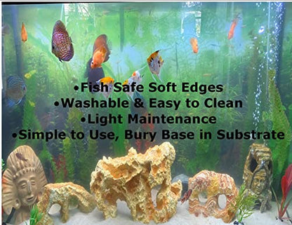 AquariumH2o Large Hollow Log with Plants Aquarium Pond Ornament Artificial Resin Tree Bark Hide or Cave for Fish Tank, 10 Inches Long Reptiles or Turtle Tank Ornament Safe for Aquatic Habitats, Brown