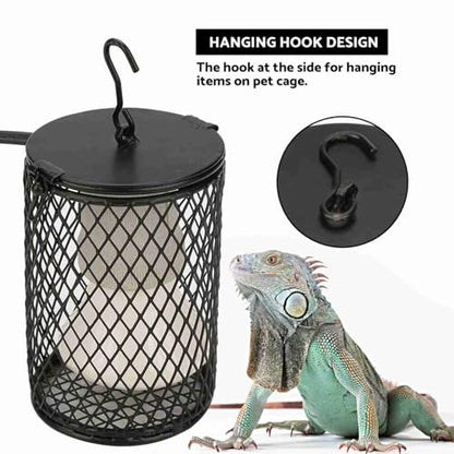 100W Reptile Heat Lamp Bulb with Cage, Ceramic Heat Emitter Reptile Heat Lamp Bulb with Hanging Hook, Bird Heat Bulbs with Lampshade for Reptiles, Turtle (US Standard 110-120V 100W) - color: Black