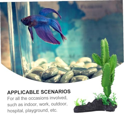 Cabilock Artificial Cactus Plant Aquarium Decor Plastic Simulation Underwater Plant for Fish Tank Reptile Terrarium Landscaping Ornament