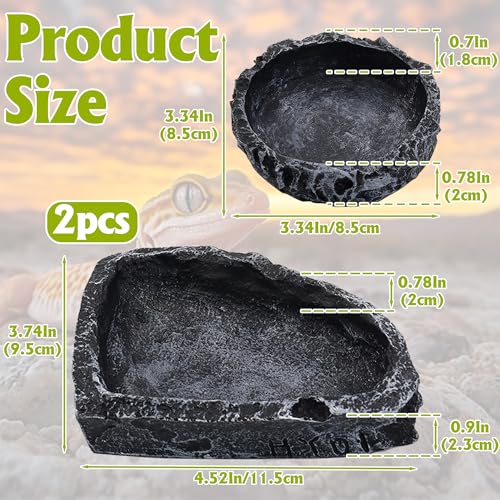 3 Pack Reptile Water Dish, Samll Snake Water Bowl, Leopard Crested Gecko Tank Accessories, Bearded Dragon Food Dish, Feeding Dish Kit for Tortoise, Lizard, Frog, Hermit Crab (3 Pack)