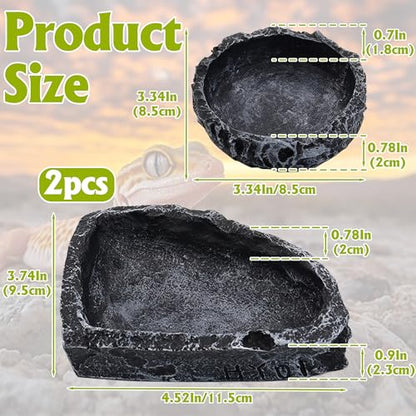3 Pack Reptile Water Dish, Samll Snake Water Bowl, Leopard Crested Gecko Tank Accessories, Bearded Dragon Food Dish, Feeding Dish Kit for Tortoise, Lizard, Frog, Hermit Crab (3 Pack)