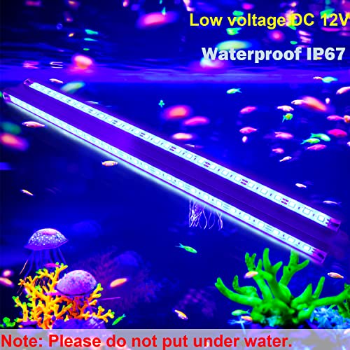 LEDENET 440nm Blue Waterproof LED Grow Light Strips, 12V DC Aquarium LED Strip Aluminum Lighting, 2 pc 20" Blue Boat Rigid LED Lights Strips, Marine LED Lights Bar - size: 2 x 20'' 440nm