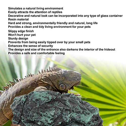 Reptile Rock Hide Cave Resin 8.5x8x4cm for Small Lizards Turtles, Natural Simulation Shelter for Crab Amphibian, 3.3x3.1x1.6in Terrarium Tank Decor