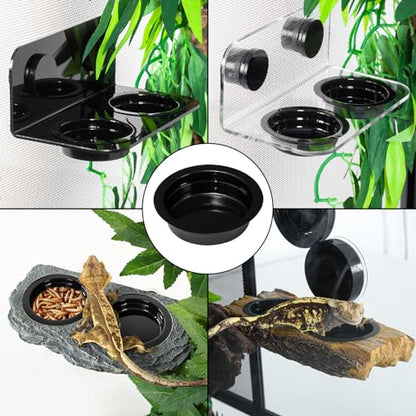 WACOOL Magnetic Reptile Ledge 2PACK, Acrylic Gecko Feeding Ledges with 6PCS Cups, Reptile Food Water Feeder Dish for Geckos Iguana Chameleon Pets