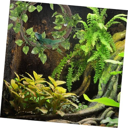 TOYANDONA Simulation Rattan Vine with Suction Cups for Reptile Tank Decoration Lifelike Climbing Branch with Bright Leaves for Bearded Dragon Lizard Gecko Chameleon Terrarium Habitat