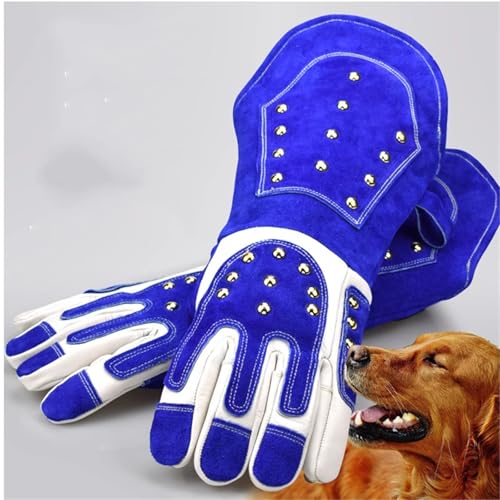 Anti-Bite Safety Gloves - Ultra Long Leather Splicing Thick Gloves For Catching Dog, Cat, Reptile & Animal Grasping Protective Use(X-Large)