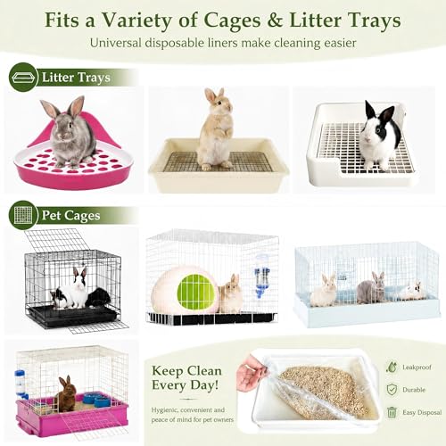 upcessory Disposable 50 pcs Small Animal Cage Liners, Rabbit Tray Film Liner Bunny Litter Pan Bags Guinea Pig Cage Toilet Plastic Film for Bird Hamster Chinchilla Hedgehog - style: L+W ＜ 39''