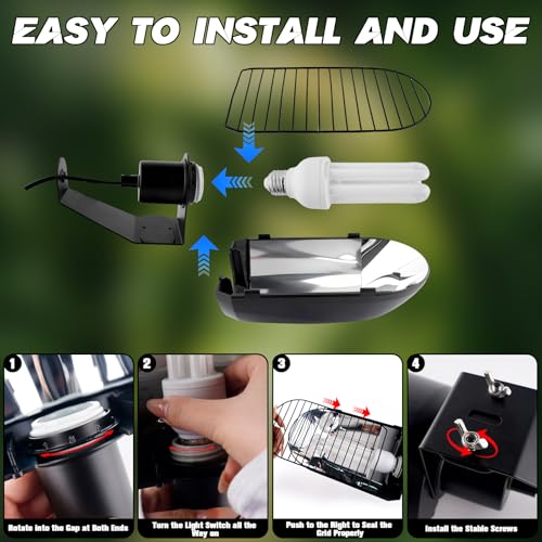 Bird Cage Light Fixture Combo Kit with Adjustable Timer,Lamp Hood with 2.4% UVB UVA 20W Compact Fluorescent Bulb for All Kinds Captive Birds Reptiles