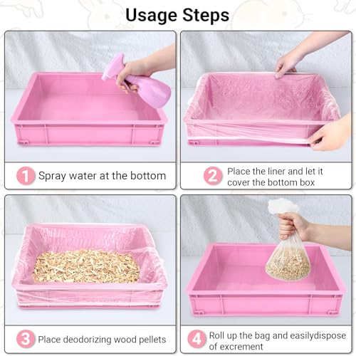 100PCS Disposable Cage Liners for Trays Max 14x10x2in, Clear Plastic Rabbit Cage Accessories Liner Bag, Small Pet Supplies Stuff Litter Box Liner for Bunny Hamster Hedgehog Dog Cat Small Rabbit