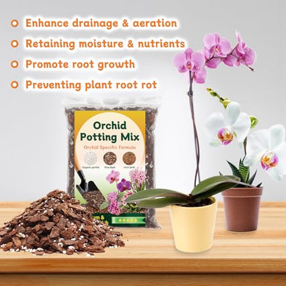 Orchid Potting Mix,Premium Orchid Bark Potting Mix for Repotting Blend with Pine Bark,Perlite,Coco Peat, Natural Ingredients for Indoor Potted Plant, Well Drainage and Ventilation 1QT - size: Orchid Bark Potting Mix 1QT
