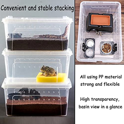Hamiledyi 2PCS Reptile Feeding Box Snake Breeding Box Transparent Cage and Reptile Bark Bedding Tortoise Habitat Substrate Natural Terrarium Bark for Snake Spiders Bearded Dragons Hermit Crabs Geckos
