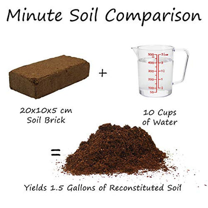 Minute Soil - Compressed Coco Coir Fiber Grow Medium - 3 Bricks = 4.5 Gallons of Potting Soil - Seed Starting, Gardening, House Plants, Flowers, Microgreens, Wheatgrass - Add Water - Peat Free - OMRI - size: Bricks - 3 Pack