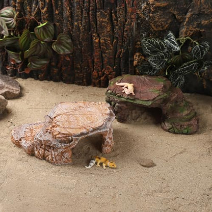 IBWell Turtle Basking Climbing Platform Aquarium Fish Tank Ornament Reptile Climbing Ramp Decorations for Salamanders Amphibians Newts, Terrace Tortoise Resting - Sienna - style: Sienna