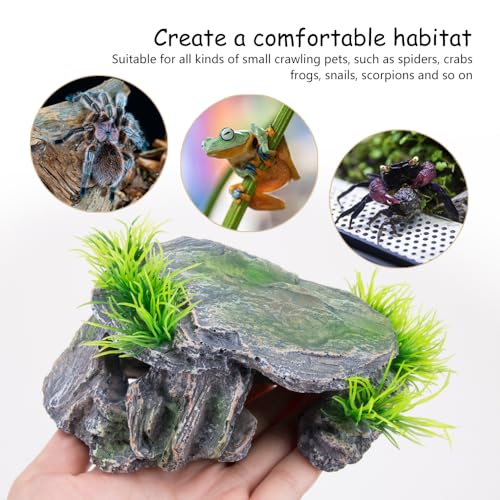 KOOBOOK 1Pcs Creative Resin Rock Cave for Aquarium Decor Amphibians Spiders Frogs Funny Hiding Spot in Fish Tank Reptile Simulation Rock Cave Terrarium Turtle Hideout