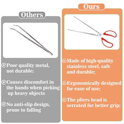 Snake Feeding Tongs 14,57 Inch Long Tool to Feed A Reptile Lizard Extra Stainless Steel Large Tweezers Heavy Duty Straight Mouth for Ball Python Fish Aquariums Reptiles