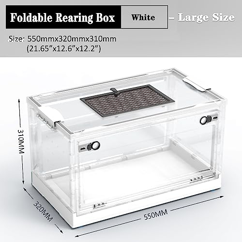 Dutiplus Large Snake Reptile Tank Amphibians Habitat Cages Sliding Screen Top for Lizard,Gecko, Frog, Hamster,Hermit Crab Animals(21.65"x12.6"x12.2") (White) - color: White