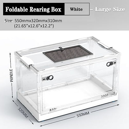 Dutiplus Large Snake Reptile Tank Amphibians Habitat Cages Sliding Screen Top for Lizard,Gecko, Frog, Hamster,Hermit Crab Animals(21.65"x12.6"x12.2") (White) - color: White