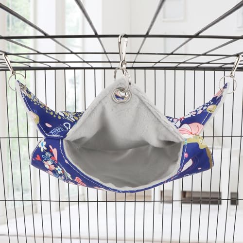 Wontee Bird Double Hammock Warm Nest Bed for Parrot Budgie Parakeet Cockatiel Conure Lovebird Hamster Rat Mice Chinchinlla (S) - size: S