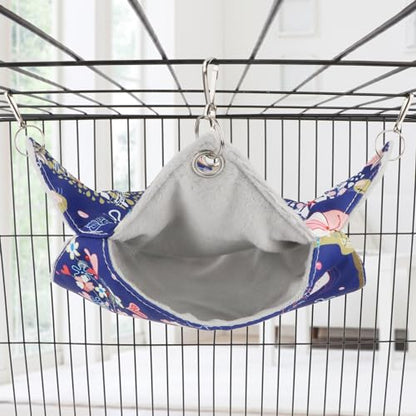 Wontee Bird Double Hammock Warm Nest Bed for Parrot Budgie Parakeet Cockatiel Conure Lovebird Hamster Rat Mice Chinchinlla (S) - size: S