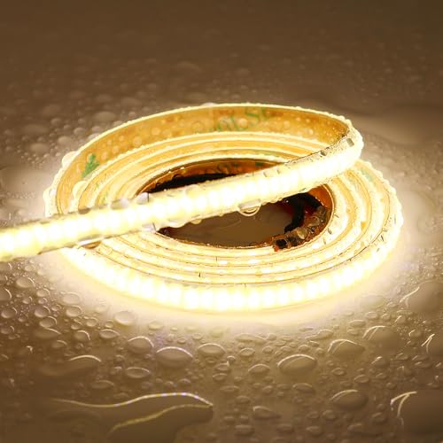 TOPAI 12V Thin 5mm COB LED Strip Waterproof 4000K Natural White 16.4ft Bright CRI>90 Uniform Dotless 400LEDs/M Self Adhesive Flexible Cuttable for DIY, Bedroom, Under Cabinet Lighting - color: Natural White 4000K