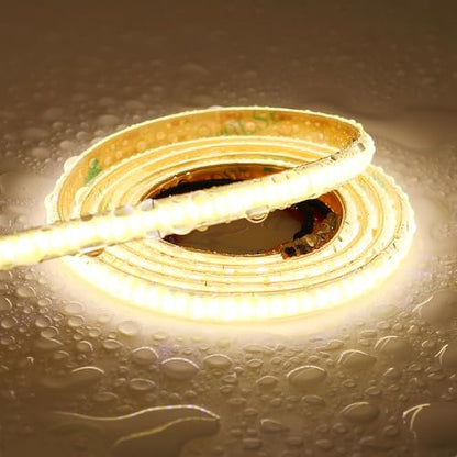 TOPAI 12V Thin 5mm COB LED Strip Waterproof 4000K Natural White 16.4ft Bright CRI>90 Uniform Dotless 400LEDs/M Self Adhesive Flexible Cuttable for DIY, Bedroom, Under Cabinet Lighting - color: Natural White 4000K
