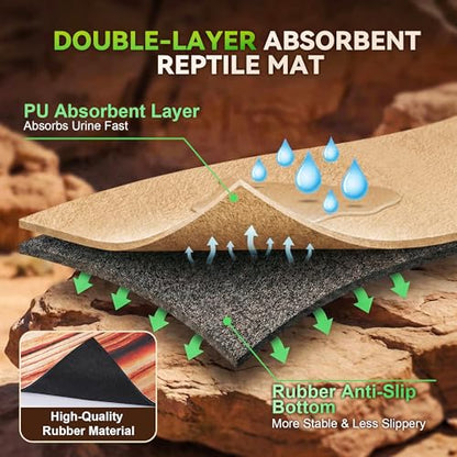 Saillong Reptile Carpet 2Pcs 20 Gallon, 36*12in Reptile Mat for Bearded Dragon Tank Accessories, Terrarium Liner Bedding Mat for Lizard, Gecko, Snake, Chameleons, Tortoise with Tweezers Feeding Tong - size: 30 x 12 Inch